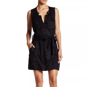 Free People Desert Daylight Black Tencel Mini Wrap Dress